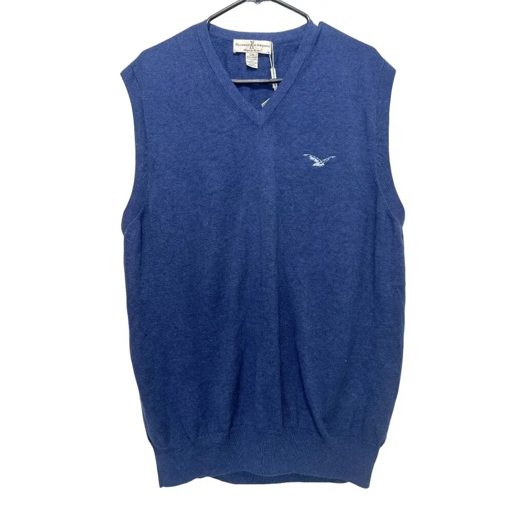Fairway and Greene Golf Sweater Vest Mens Large Blue V-neck Pullover Pima Cotton